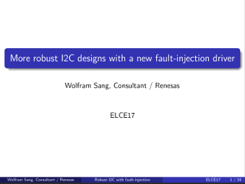 More robust I2C designs with a new fault-injection driver – Wolfram Sang