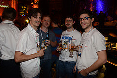 At the social event, from left to right: Grégory Clement (Bootlin), Kevin Hilman (Linaro), Boris Brezillon (Bootlin), Maxime Ripard (Bootlin)